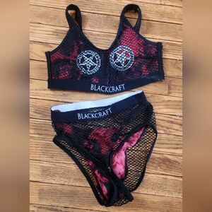 Blackcraft Red and Black Mesh Bikini Set